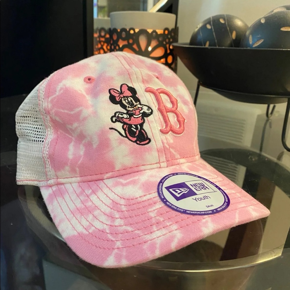Disney Minnie Mouse Boston “B” New Era Youth Hat | Pink Tie-Dye Snapback Cap 54 - Picture 2 of 5